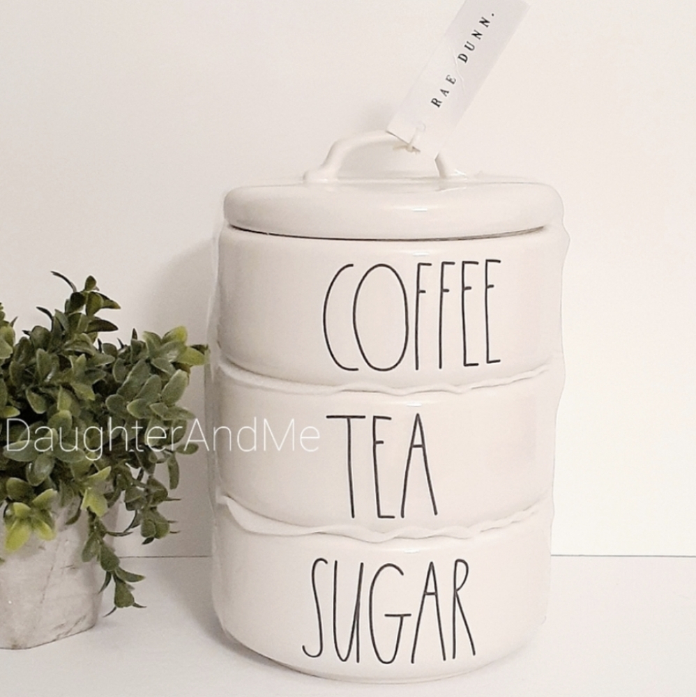 RAE DUNN "COFFEE" "TEA" "SUGAR" Stackab…